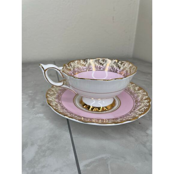 Pink Royal Stafford Teacup and Saucer, Antique Tea Cups Vintage Floral - Picture 3 of 13